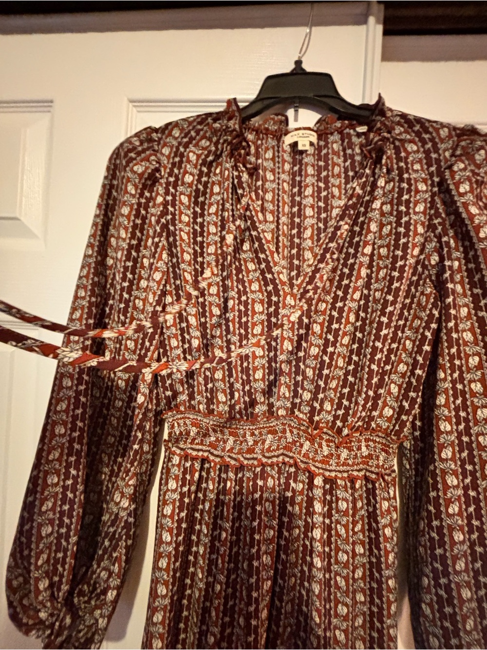 Max Studio Brown Floral Long Sleeve Maxi Dress - Picture 4 of 7